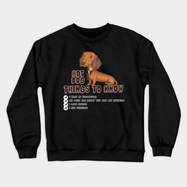 Cute Adorable Doxie Red Dachshund with kerchief hot dog Crewneck Sweatshirt by Danny Gordon Art